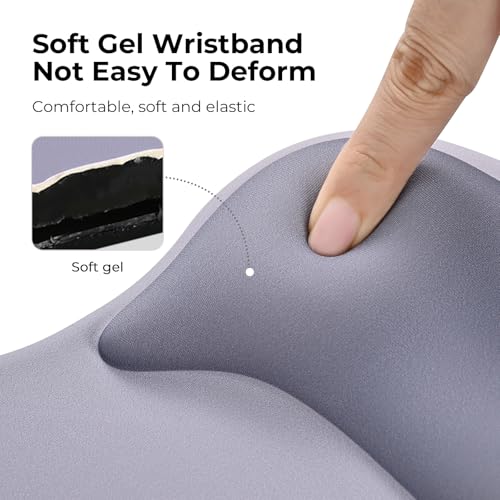 EooCoo Mouse Pad with Gel Wrist Rest, Ergonomic Mousepad Wrist Alignment | Middle Concave Design for Natural Wrist Alignment, Non-Slip Base Mousepad, Carpal Tunnel Relief, Office Desk Accessories - color: Grey