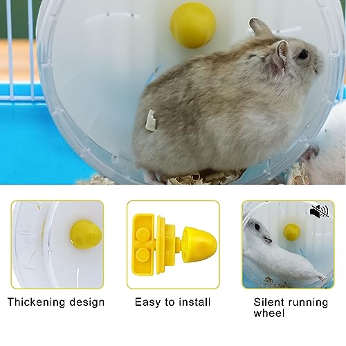 WishLotus Hamster Running Wheel, Silent Jogging Exercise Toy Hamsters Cage Accessory for Drawf Hamster Golden Silk Shih Tzu Bear (Clear) - color: Clear,12cm
