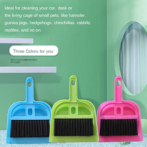 SEIS 3 Pack Hamster Mini Dustpan and Broom Set Guinea Pig Classical Besom Chinchillas Sweeper Cavy Cage Clean Hedgehogs Scooper for Small Animal (Green) - color: Green