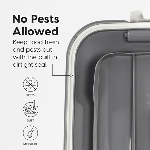 IRIS USA Dog Food Storage Container, 2-Pack, Up to 54 lbs, Gray/Dark Gray | Made in the USA, Comes w/ Wheels & 2-Cup Scoop, Airtight Seal, BPA-Free, Bird Seed, Cat food, Cat Litter, Multi-Pet Household - color: Gray/Dark Gray, size: 54 lbs - 2 Pack