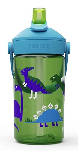 CamelBak Thrive Flip Straw Kids Water Bottle with Bite Valve, Tritan Renew Design for School and Travel, 14oz, Hip Dinos - color: Hip Dinos