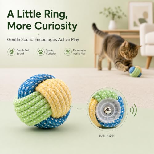 No Catnip Cat Toy Balls, 6 Pack Crinkle Chew Toys for Indoor Cats (Lime) - color: Lime