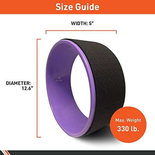 Body Sport Yoga Wheel, 5 in. x 12.6 in. – Yoga Fitness Equipment – Cushioned Back Roller and Stretcher – Companion Accessory for Stretching and Flexibility – Yoga Pose Support Aid