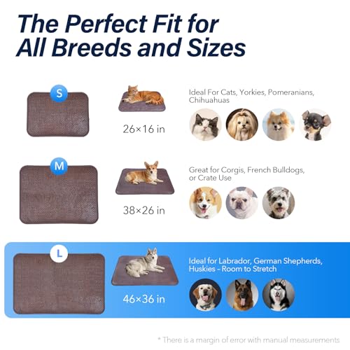 PE Woven Cooling Pad for Extra Large Dogs, 46"x36", L | Chew-Resistant & Non-Slip, Cool-to-Touch, Easy Clean, Foldable & Portable for Indoor Outdoor Crate Car Use - size: L 36"x46"