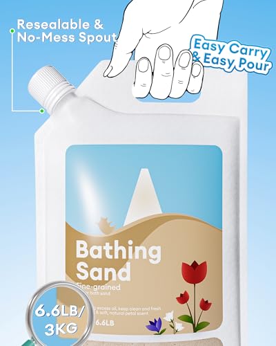 BUCATSTATE Hamster Sand, No-Dust 6.6LB Chinchilla Dust Bath with Pour Spout, 100% Natural Desert Bathing Sand for Syrian Hamster Gerbil Rat Mice Small Animals (Flower Smell) - color: Flower Scent, size: 6.6LB