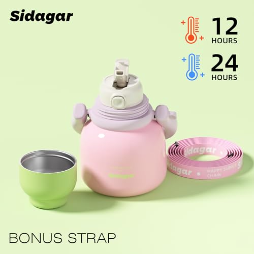 22 oz Leakproof Insulated Water Bottle with Handle Dual Lid Pink | 316L Stainless Steel | Dual Drinking Options | BPA-Free | Steel | Cold 24H & Hot 12H | Wide Mouth Design | Easy Cleaning - color: Pink