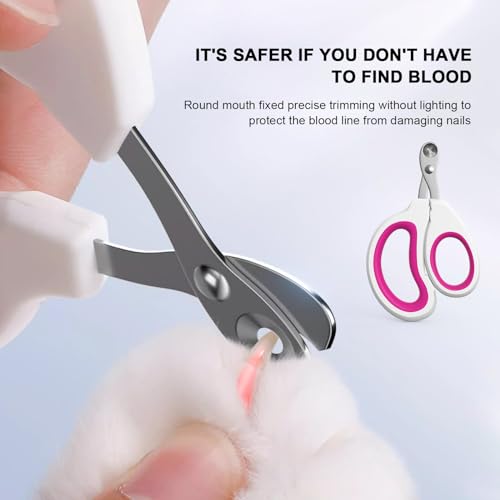 Aogeili Cat Claw Nail Clippers, Beginner Friendly Safety Trimmer, Pet Grooming Essentials Accessories with Stainless Steel Non Slip Handle for Kitten Puppy Rabbit Small Pets - color: pink