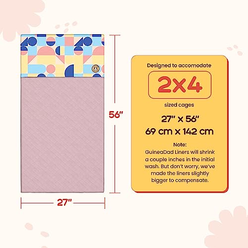 GuineaDad Premium Liner – Fleece Guinea Pig Cage Liner – Ultra-Plush Reusable Fleece Bedding with Waterproof Bottom – Extra Absorbent Liner for 2x4 C&C Cage (Cotton Candy)