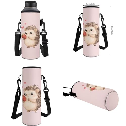Strawberry Hedgehog Backpack Set with Lunch Box, Water Bottle Pouch, and Pencil Case for Boys & Girls, 1St Grade Large Bag Junior High School Toddler Adjustable Bookbag for Children's Day - color: Strawberry Hedgehog