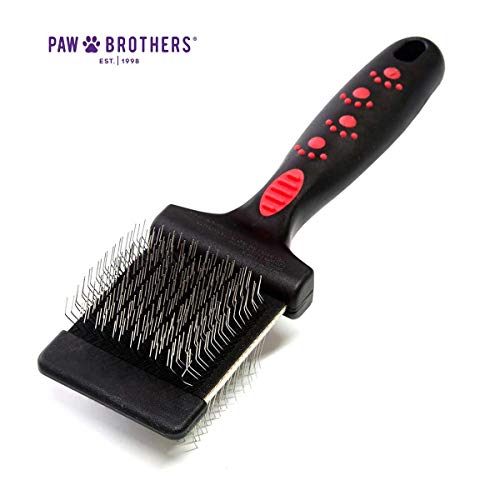 Ryan's Pet Supplies Paw Brothers Double Sided Soft Flex Slicker Brush, Professional Grade, Angled Stainless Steel Pins, Comfort Grip, Flexible Head, Large - size: Large