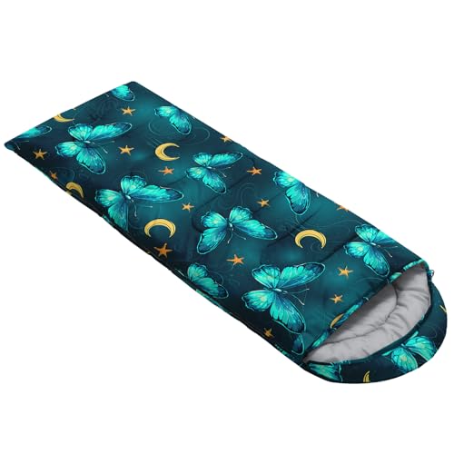 QOOMO Axolotl Cute Camping Sleeping Bags,3 Season Warm & Cool Weather,Lightweight,Waterproof Sleeping Bags for Adults & Kids,Traveling,and Outdoors - color: Butterfly 20