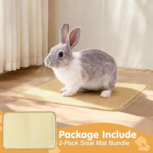 Rabbit Scratching Pad, 2PCS Natural Sisal Bunny Mat,16x12in | Bunny Toys, Rabbit Toys, Rabbit Chewing Mat, Rabbit Bedding, Sisal Mats for Bunnies, Bunny Nail Scratch Pads