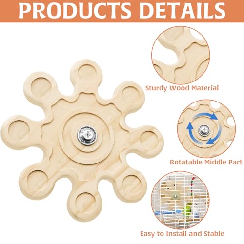 HINGTAI Chinchilla Chew Toys, Natural Wooden Teeth Grinding Guinea Pig Toys for Cage Snowflake- Shaped Rotating Hamster Chew Toys, Chinchilla Cage Accessories Rabbit for Teeth Chewing Supplies