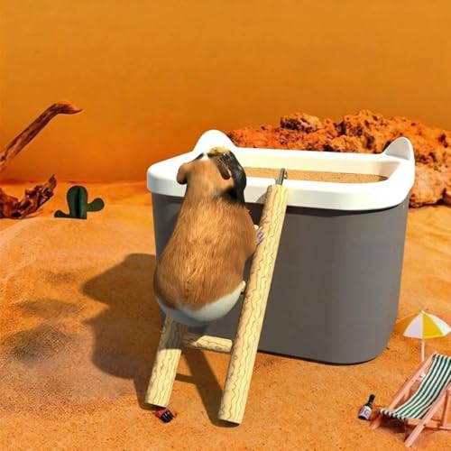 Hamster Sand Bath Container Gerbil Bath Accessories Multifunctional PP Material Detachable Ladder Suitable for Small Animals Cage
