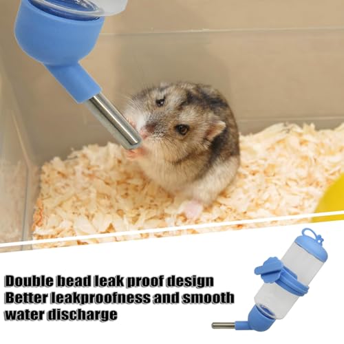 125ml Guinea Pig Water Bottle/Feeder for Hamsters/Hedgehogs/Gliders/Rabbit/mouses/Other Small Pets and Animals,Suitable for Cages, Boxes or Wall-Mounted (Blue, 125ml) - color: blue