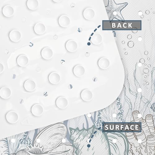 Sea Turtle Bathtub Mat Non Slip, Cute Baby Bath Mat for Tub Rubber Tub Mat, Kids Bath Mats for Bathroom Undersea Anti Slip Shower Mat with Suction and Drain Holes Machine Washable, 40″X16″ - color: C04, size: 40" x 16" (Rectangular)