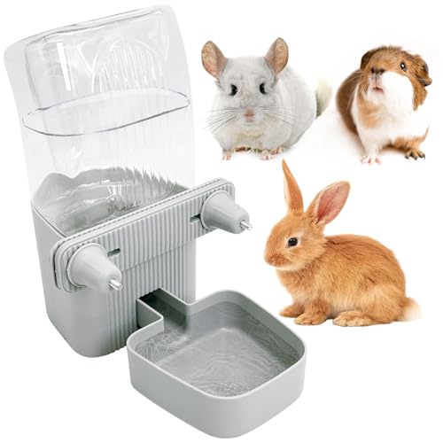 50 oz Rabbit Water Dispenser Hanging Gravity Bunny Water Bottle for Cage Automatic Small Animal Water Bottle for Ferret Guinea Pig Chinchilla Cat Puppy - color: Grey, size: Water Dispenser
