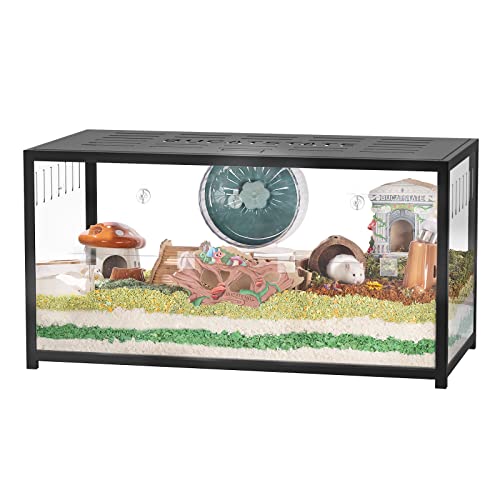 BUCATSTATE Hamster Cage 2.0, Large Hamster Enclosure (39in, Black) | Stackable 5.4 ft² Large Habitats with Deep Beddiing Base, Sturdy Aluminum Frame, Front and Top Access, Easy Assemble - color: Black, size: 39.3"L x 19.7"W x 20.6"H