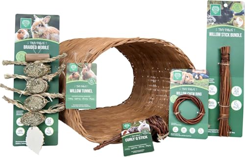 Small Pet Select Tiny Paws Willow Play Pack, Toys, Tunnel & Hideout | Natural Chew Toys & Cage Accessories, For Guinea Pigs, Rabbits, Bunnies & Other Small Pets