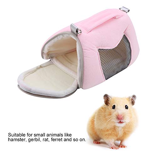 Breathable Small Pet Carrier Bag, Pet Carrying Bag for Hamster Gerbil Rat Ferret, Mesh Ventilated Travel Outdoor Bag with Shoulder Strap for Small Animals (Pink) - color: Pink