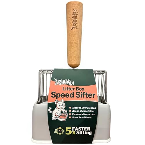 Cat Litter Scoop, Metal Litter Scooper – 5X Faster No-Shake Sifting Design, Stainless Steel Litter Scoop with Holder, Reduces Dust & Waste – Sprinkle & Sweep - style: Cat Litter Scoop