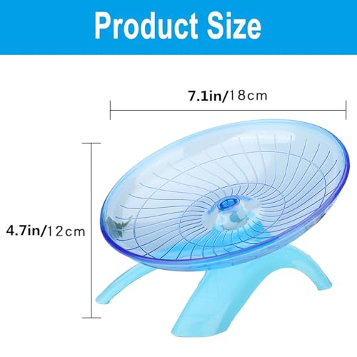 Hamster Flying Saucer Silent Running Wheel, 7 Inch, Suitable for Guinea Pigs, Hamsters, Hedgehogs and Other Small Animals to Ensure Safe Exercise（Blue）