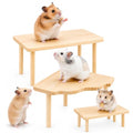 3 Pcs Hamster Platforms, Natural Pine Hamster Play Table, Rectangular & Triangle Hamsters Wooden Playground with Platforms for Hamsters, Gerbils, Mice, Squirrel, Small Pets Cage Accessories