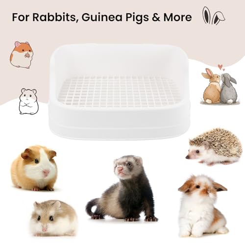 Large Rabbit Litter Box, Bunny Litter Box, Removable Top and Base, White | Removable Top and Bottom, Easy to Assemble and Clean, Suitable for Adult Rabbits, Guinea Pigs and Other Small Pets - color: White, size: 17.8" × 11.8" × 7.5"