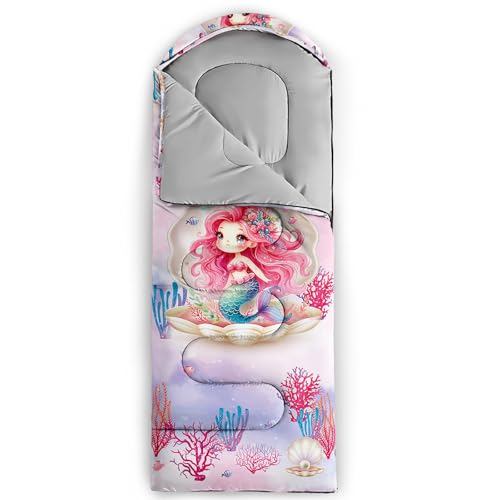 HOSIMA Dear Hunting Pattern Cold Weather Sleeping Bags for Kids Adults. | Black Light Weight Waterproof Sleeping Bags for Outdoors Hiking - color: Pink-b