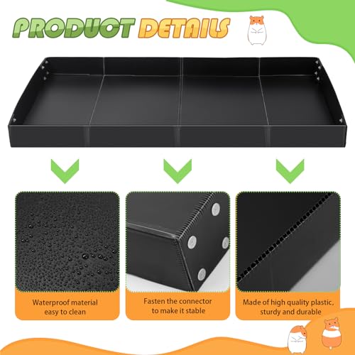 Wenqik 2 Pcs Guinea Pig Cage Liner Corrugated Plastic Cage Liner Base 2 x 4 Panel Size Guinea Pig Cage Bottom for Small Animals Hedgehogs Rabbits Cages Tray, 55 x 27 Inch(Black) - color: Black