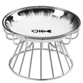 Cat Bowls, Elevated Bowl, Raised Ceramic Dish with Metal Stand, Pet Water or Food Feeding Station for Indoor Cats, Kitten,Dishwash Safe - color: Glossy Sliver
