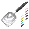 Cat Litter Scoop, Aluminum Alloy Sifter, Kitty Metal Scooper, Deep Shovel with Diagonal Sifting Hole, Long Handle, Kitten Poop Lifter for Litter Box, Medium Size, Black Handle - color: #06 Black, size: Medium