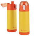 Bentology Stainless Steel 13 Oz Reusable Water Bottle for Kids, Yellow | Double Wall Insulated, Spill Proof Lid W/Built-in Straw- Keep Liquids Hot or Cold- Easily Fits in Lunch Boxes & Bags - color: Yellow