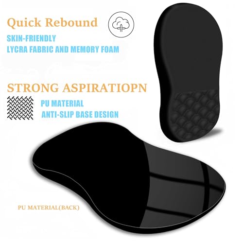 Ergonomic Mouse Pad Wrist Support with Massage Design,Classic Black Wrist Pain Relief Mousepad with Memory Foam,Non-Slip PU Base - color: A-01