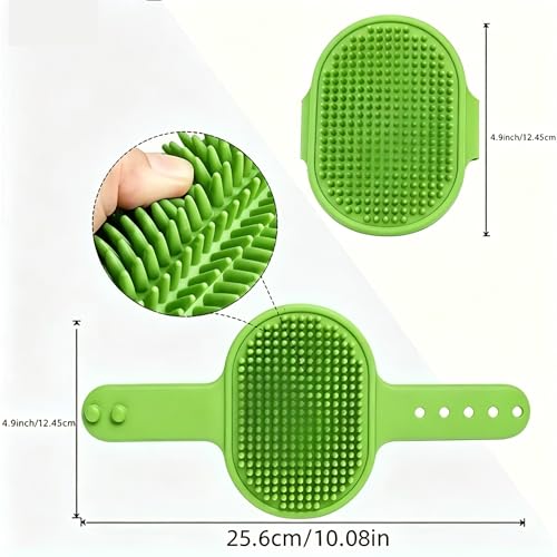 1pc Pet Bathing Brush - Adjustable Circular Handle, Non-Slip Grip, Soft Silicone Bristles for Dog & Cat Grooming, Shampooing, Massaging - Ideal for Bathing, Green - color: Green