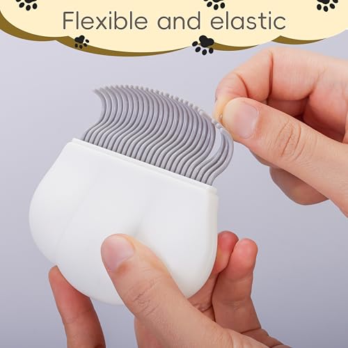 2-in-1 Pet Hair Removal Massaging Shell Comb, Soft Deshedding Brush for Cats & Dogs, Gentle Grooming Tool for Mats & Tangles (White) - size: Massaging Shell Comb