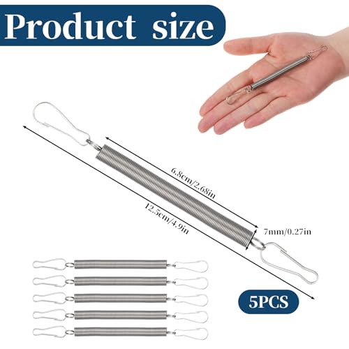 5 Pcs Extension Spring, Springs with 2 Clips Used Singly or in Combination Stainless Steel Spring to Hold Rabbit Water Dispenser Drinking Bottle Small Springs for Small Animals Feeding or Watering