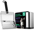 XIAOXINGYUN Stainless Steel Cat Litter Scoop, Metal Cat Litter Scooper with Holder, Heavy-Duty Cat Scooper with Coarse and Fine Grids for Quick Screening and Easy Cleaning