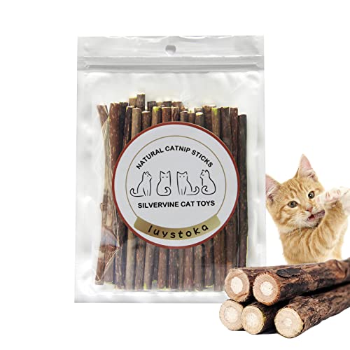 Silvervine Sticks for Cats, 30PCS Kitten Toys Catnip Toys Matatabi Silvervine Sticks Kitty Chew Toys Wooden Stick Kitten Teething Toys Molar Suitable for Cats of All Ages - size: (30pcs)