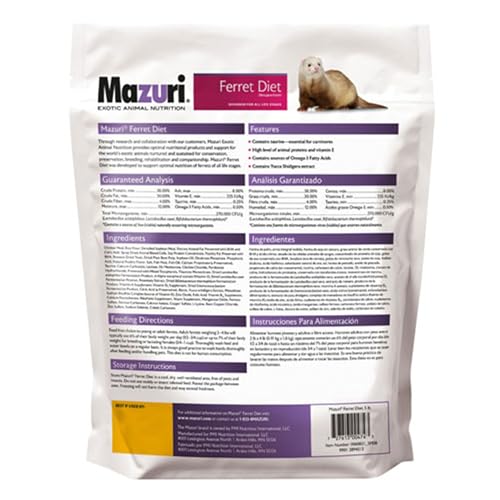 Mazuri | Nutritionally Complete Food for Ferrets| 5 Pound (5 lb.) Bag - size: 5 Pound (Pack of 1)