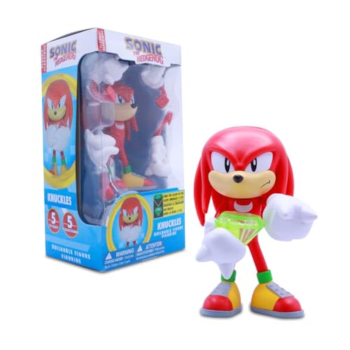 Just Toys LLC Sonic The Hedgehog Knuckles 4″ Buildable Action Figure – Sonic The Hedgehog Series 2 Collectible with Glow-in-The-Dark Emerald & Poseable Design - style: Knuckles Series 2