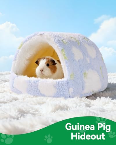 Guinea Pig Hideout Winter Warming Guinea Pig House,Washable Hamster Hideout Small Winter Fluffy Warm Cave for Parrot, Hamsters, Guinea Pigs & Small Animals, Machine Washable Cozy - color: Blue, size: 9.4*9.4in