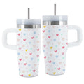 Heart 14 oz Tumbler, with Handle Straw, Stainless Steel Travel Cup | 14 oz Insulated Water Bottle, Travel Vacuum Coffee Mug, Thanksgiving Christmas Birthday Gift for Daughter, Heart Lovers Gifts - color: Heart-White