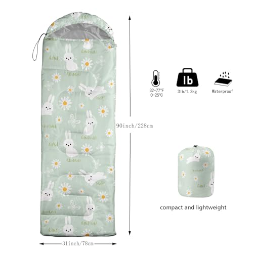 AILONEN Cartoon Car Sleeping Bags,Lightweight & Waterproof,3 Season Warm & Cool Weather,Cute Stars Printed Vehicles Transportation Sleeping Bags for Boys,Kids,Adults Travelling,Outdoors - color: Rabbit1