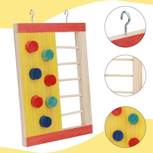 Hypeety Pet Hamster Colorful Wooden Climbing Wall and Ladder Molar for Dwarf Hamster Gerbil Rat Small Animal Toy Yellow - color: Climbing Wall