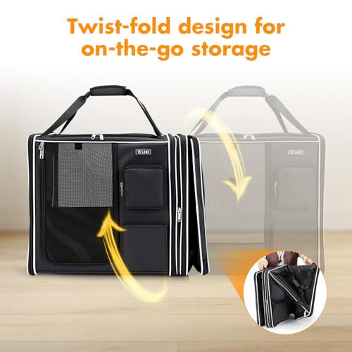 Lekereise Large Cat Carrier Soft Sided, 28" x 13" x 13", Large cat Travel Carrier for 2 Cats with Zipper Locks for Moving Across The Country(No Hammock), Foldable for Storage, Black - color: Foldable Black