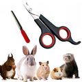 Rabbit Nail Clippers and Trimmers Stainless Steel Pet Claw Grinding Scissors for Small Breeds Cats Guinea Pig Puppy Ferret Hamsters Chinchilla Sugar Glider Grooming Tool Set (Black)