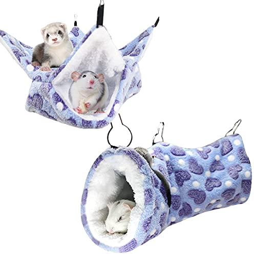 LEFTSTARER Guinea Pig Ferret Rat Hammock Toy Small Animal Cage Accessories Hideout Tunnel & Bunkbed Hammock for Rat Ferret Guinea Pig Hamster Sugar Glider Chinchilla - color: 2.Heart-Purple
