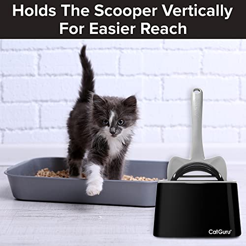 CatGuru Premium Cat Litter Scoop Holder – Heavy-Duty Scooper Storage Caddy, Scoop Stand for Kitty Litter Box, Fits Most Cat Litter Scoops (Black) - color: Black