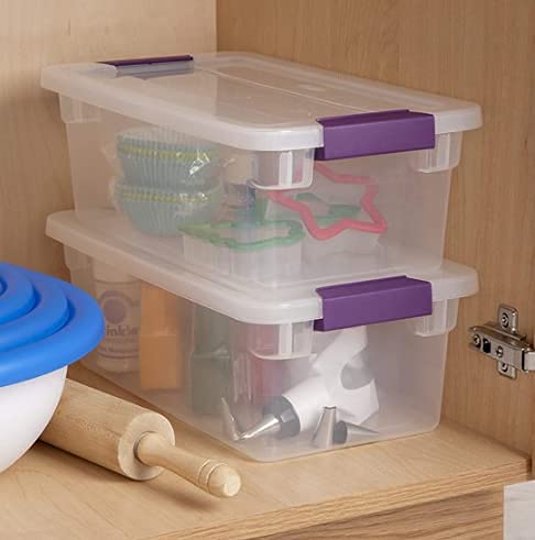 Sterilite 6 Quart ClearView LatchTM with Sweet Plum Handles, Pack Of 2 Containers - size: 6 qt - Pack of 2 Containers